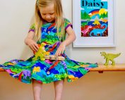 rainbow dinosaur dress